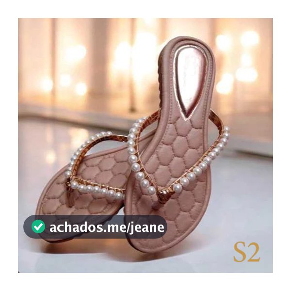 Sandália Rasteira Feminina Rasteirinha  Detalhe com Pérolas Delicada e Perfeita