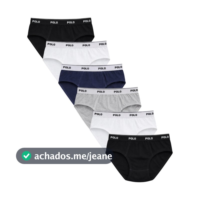 Kit 6 Cuecas Slip Polo Cotton Original Adulto 100% Algodão