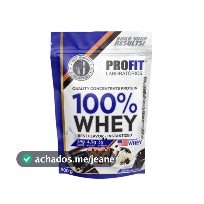 Whey Protein 100% Quality Concentrate Profit Labs 900g 24g Proteína Creatina BCAA Desempenho