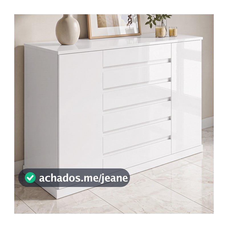Cômoda Vedra 7 Gavetas 2 Portas Branco