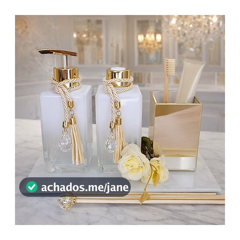 Kit Lavabo Banheiro com Porta Escova - Square Branco Degrade 250ml