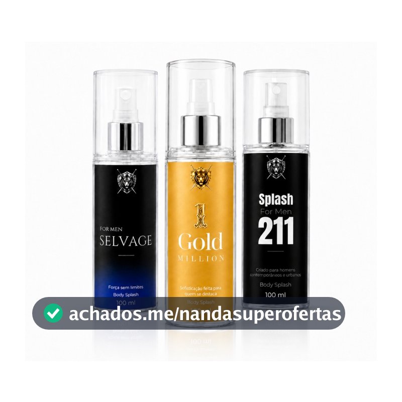 Trio Perfume Masculino 300ml | 211 For Men + Gold Milion + Selvage 100ml Cada