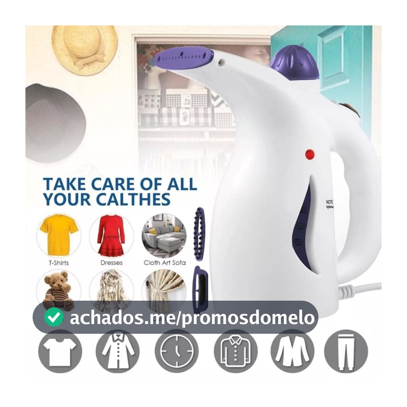 Passadeira a Vapor Portátil 110V 800W Vaporizador de Roupas Tira Amassados Vertical Compacta para Viagem e Casa