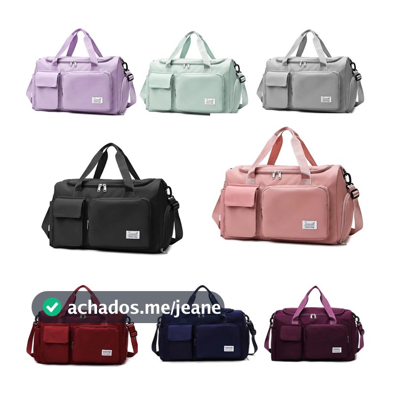 Bolsa de Academia Feminina Grande com Alça Transversal – Mala de Viagem Esportiva à Prova d'Água