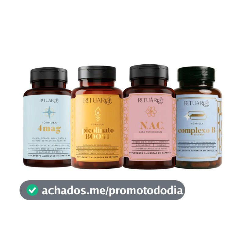 Kit Rituária 4Mag  Picolinato  NAC  e Complexo B