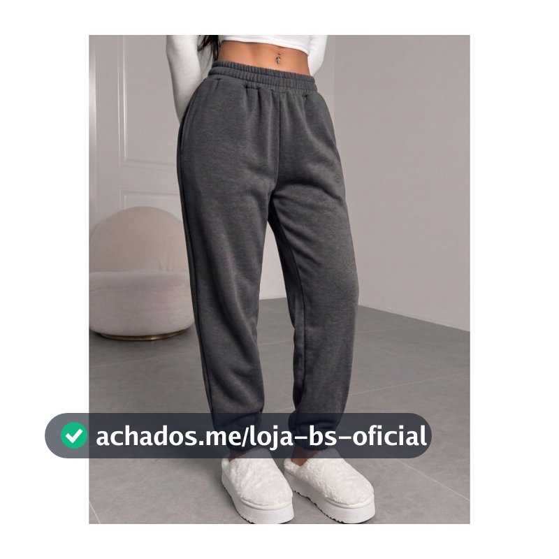 Calça Moletom Jogger Feminina Inverno Estilosa Cintura Alta