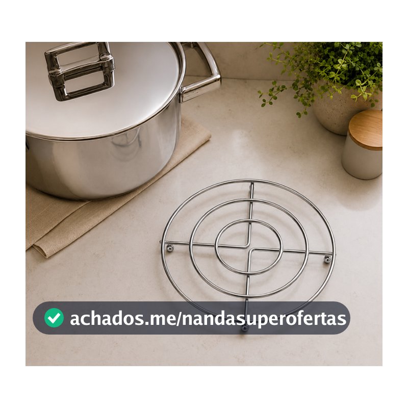 Kit 3 Peças Descanso De Panela Cozinha Suporte Aramado  Circular De Metal Inox Moderno Apoio  Seguro