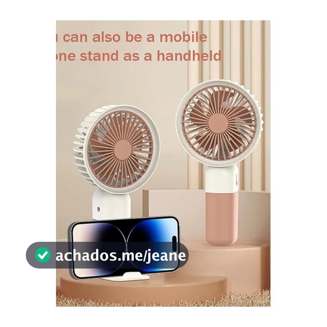 Mini Ventilador Portátil Silencioso Recarregável  Mão/Mesa com Suporte de Celular.