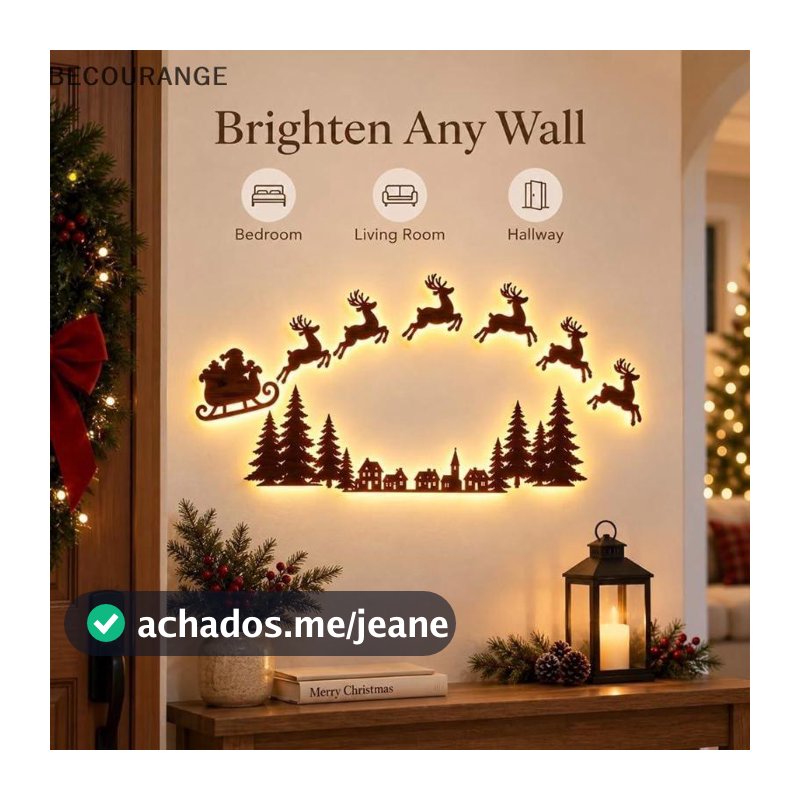 BEC Controle Remoto Branco Quente Iluminado Santa Trenó Rena Decoração De Parede Para Festa Em Casa De Natal Interior NG
