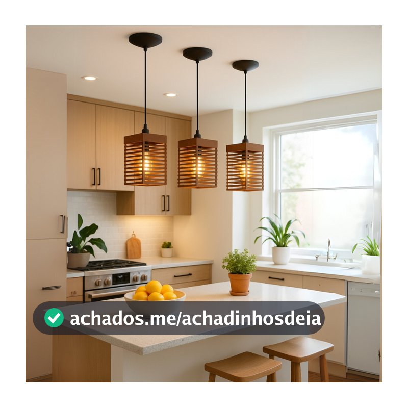 Kit 3 Luminária Pendentes Oriental Para Sala Cozinha Escritório Bivolt Cor Marrom - 3tm