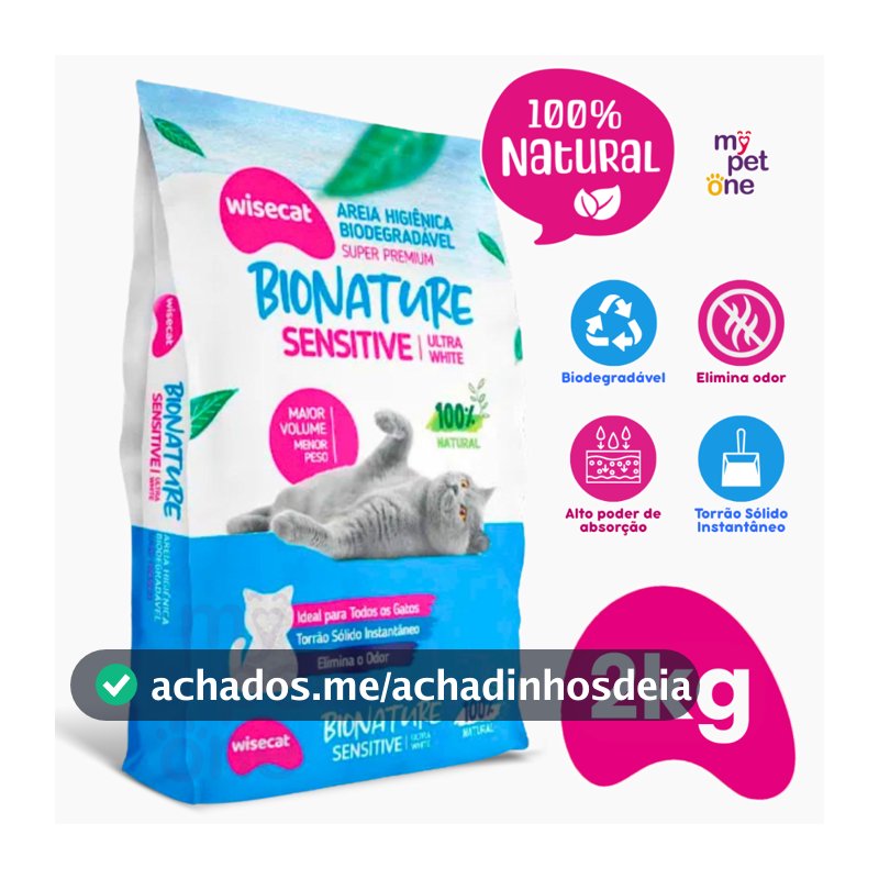 Areia Biodegradável Fina 2 Kg Bionature Sensitive