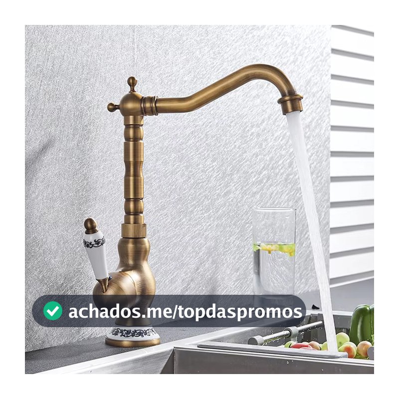 Torneira Monocomando Bronze Cozinha Banheiro Europeu Gourmet Vintage