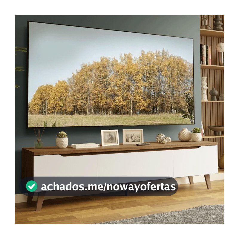 Rack para TV até 80 Polegadas 180 cm 2 Portas 1 Gaveta Rustic/Branco Nilo Madesa