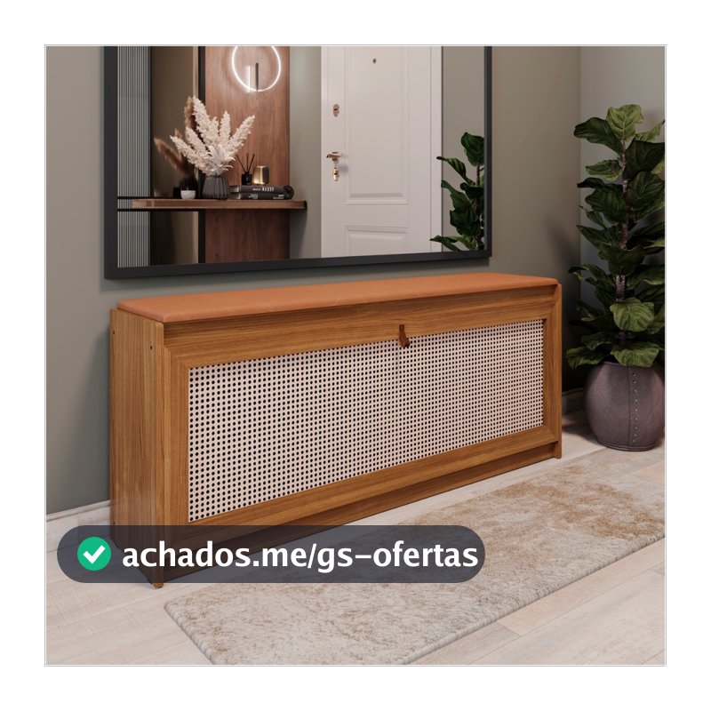 Banco Sapateira 130cm Madeira com Assento Almofadado Corino Organizador para Quarto Ofertamo