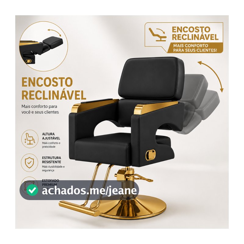 Cadeira de Barbeiro Profissional para Salão de Beleza, Altura Ajustável, Base Reforçada, Cor Branca，Preta