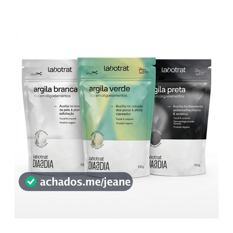 Kit 3 Argilas Mascara Facial Skin Care Preta Antiacne + Argila Branca Esfoliante + Argila Verde Controle Oliosidade