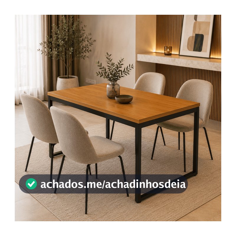 Mesa de Jantar Industrial Pés em Aço 105 x 75 cm Montagem Muito Fácil Decoração Moderna Madeirado Resistente