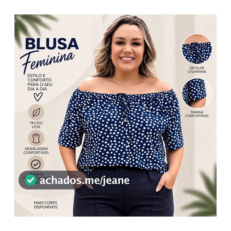 Blusa Feminina Plus Size Ciganinha