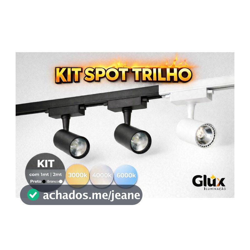 Kit 5 Spot Trilho Led Eletrificado 10W Preto Branco 6000k 4000k 3000k (acompanha trilho de 1mt) Interno Econômico BivolT