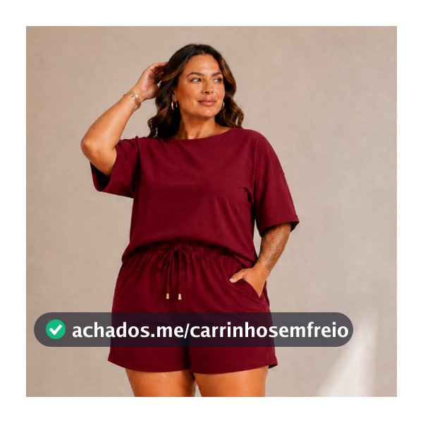 Conjunto Feminino Blusa Curta e Short Plus Size para Moda Verão Casual