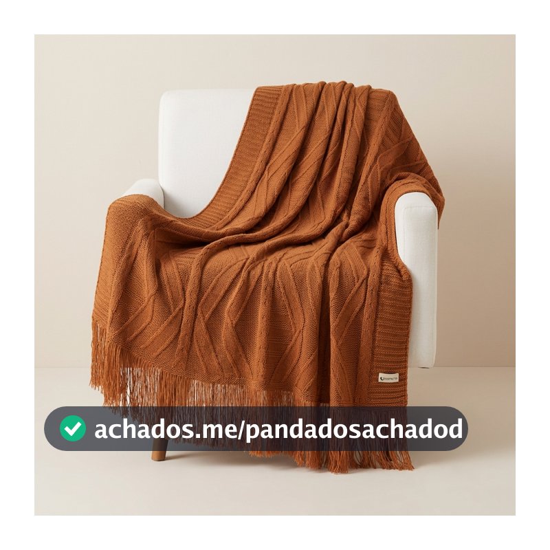 Manta de Tricô Para Sofá Poltrona Cobertor Cama Franjas 150x90cm Usufruto Decoração Sala H01