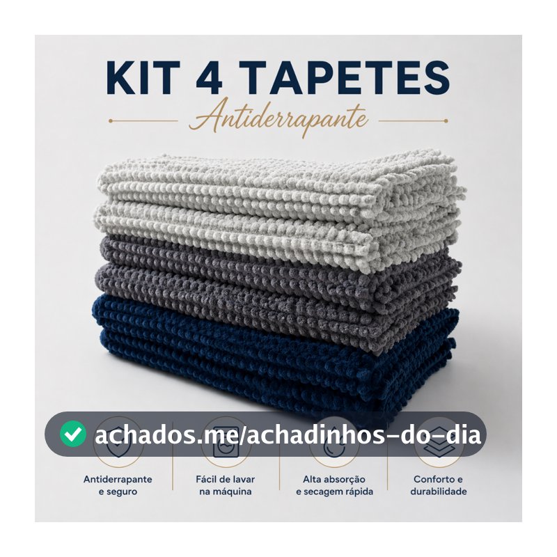 Kit Com 4 Tapetes Antiderrapante Banheiro Tipo Bolinha Em Microfibra 40x60 Alta Absorção Super Macio