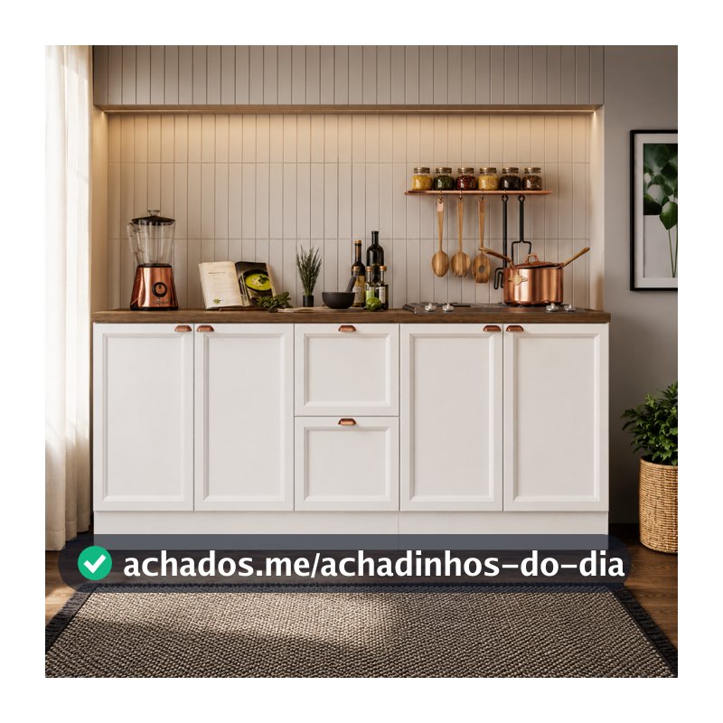 Kit de Cozinha Olívia 2 Balcões com Tampo Poliman Móveis