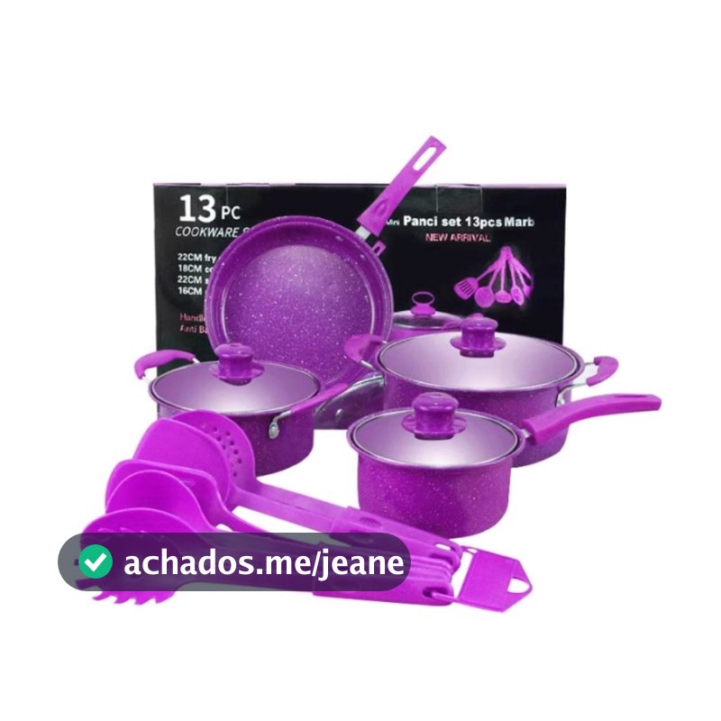 Conjunto de panelas antiaderentes, conjunto de 13 peças com revestimento de Teflon, várias cores disponíveis.