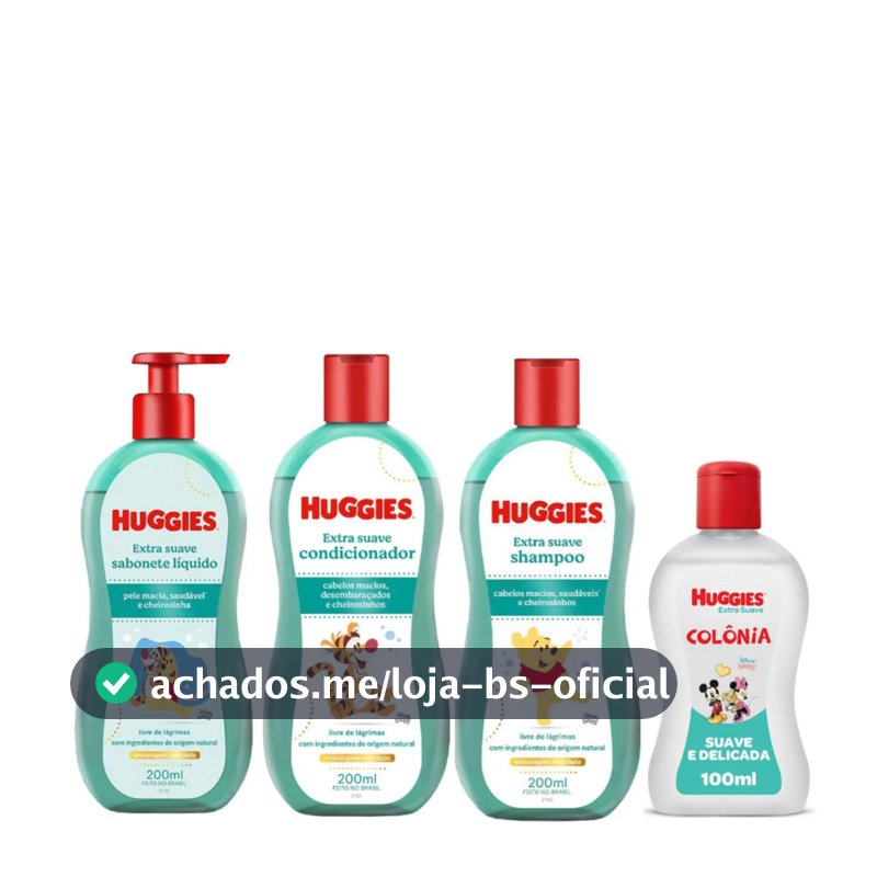 Kit 4 Itens Extra Suave- Cond 200ml+ Shampoo 200ml+ Sab Liquido 200ml+ Colônia 100ml Huggies