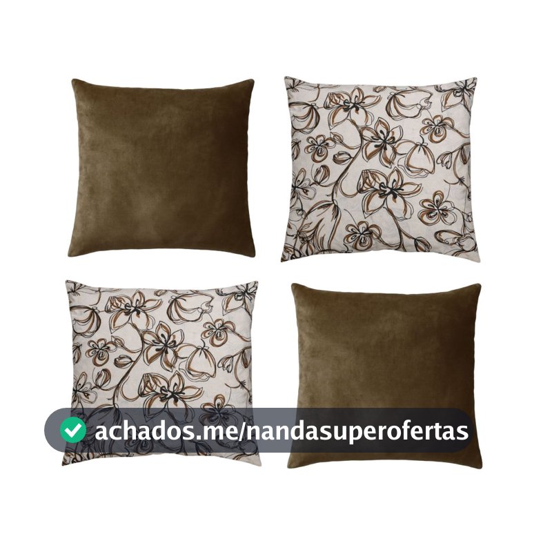 Kit 4 Capa Almofada Decorativa Sala Sofá 45cm Com Zíper Estampada e Veludo