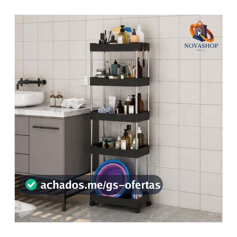 Organizador Móvel Com 4 Prateleiras Para Diversos Itens Com Rodinha