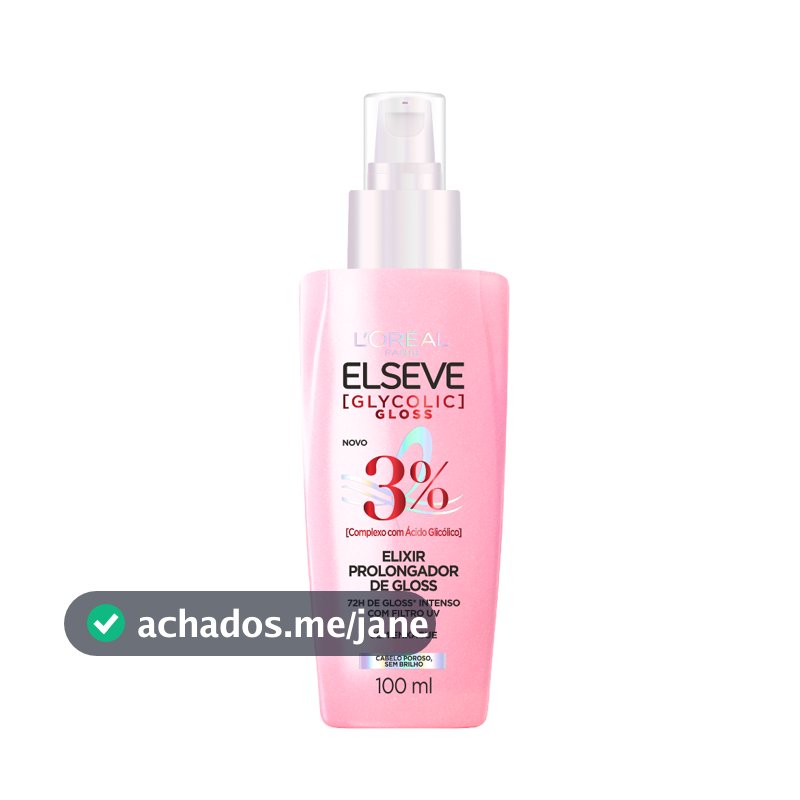 Sérum Elixir Antiporosidade, Protetor Térmico e Brilho, L'Oréal Paris Elseve Glycolic Gloss, 100ml