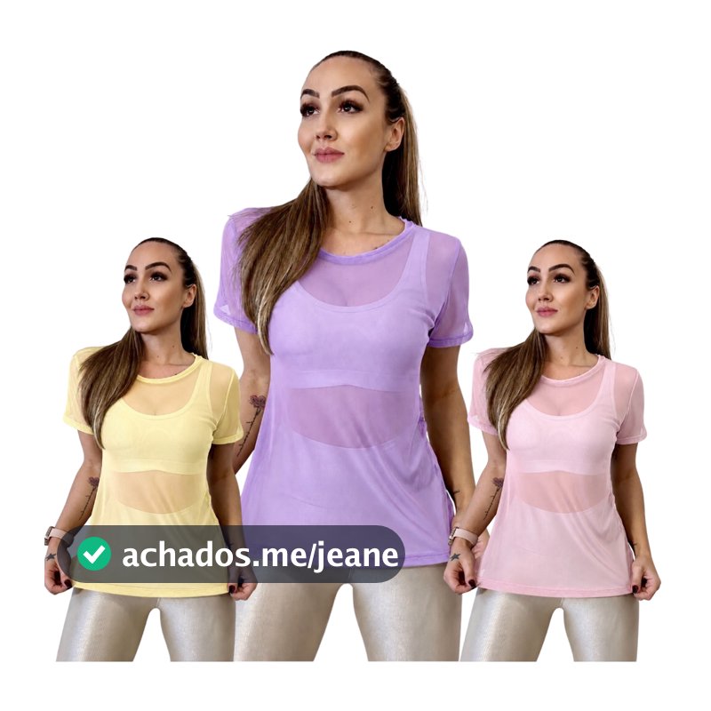 Kit 3 Blusas Feminina Academia Fitness Tulê