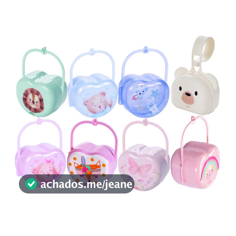 Porta Chupeta Infantil Bebê Menina e Menino com Decoração Lúdica - Plasútil
