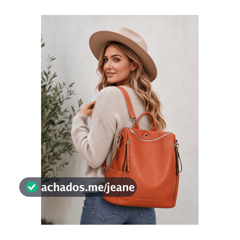JAMI JAMI Bolsa Mochila Grande de Ombro e Transversal Feminina de Couro Sofisticada Elegante PU M2356