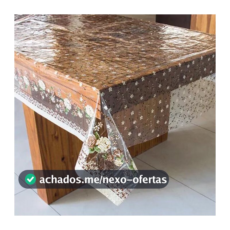 Toalha de Mesa de Plástica Forro de mesa cristal estampada e impermeável, para mesas 4,6,8 cadeiras