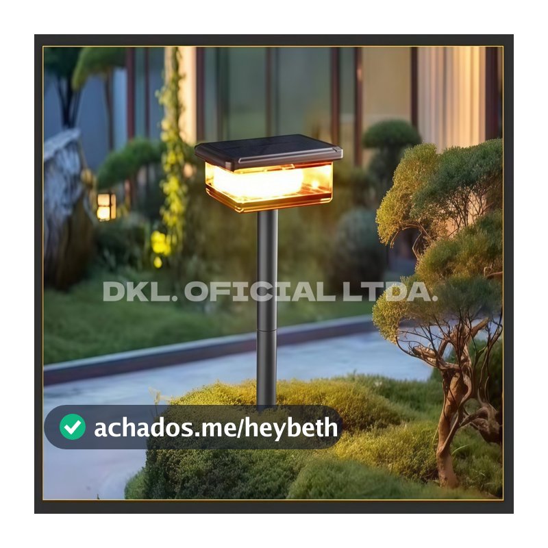 Luminária Solar Led Jardim Espeto 38cm Cordão 5m Pisca Pisca À Prova D'água Decoração Balizador P.HQ