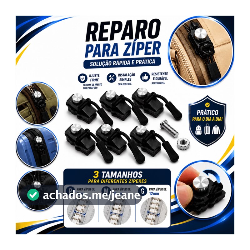 Kit Ziper Reparo Universal Conserto Sem costura Prático Tamanhos