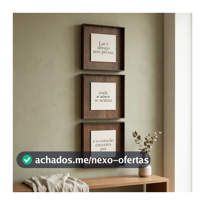 Kit Quadro Decorativo em MDF Quadrado com Placa Gravada Frase religiosa Sala Quarto Casa e Decoração