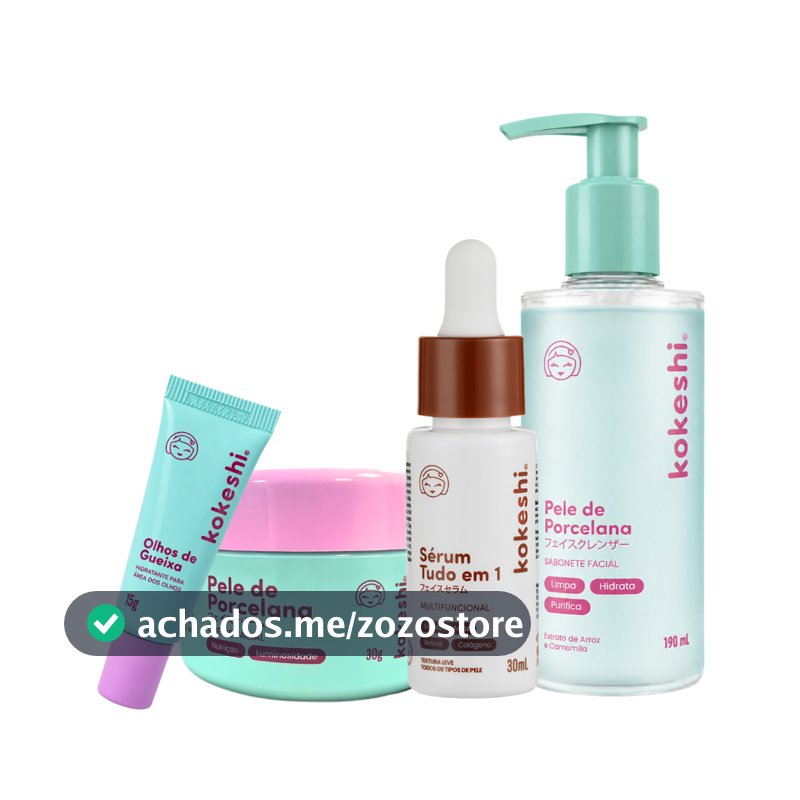 Kit Rotina Skin Care Sérum Tudo em 1 Multifunção Sabonete e creme hidratante facial