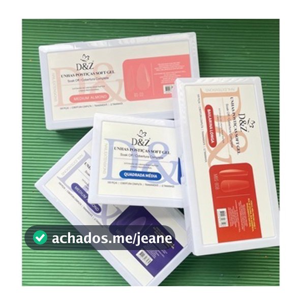 Caixa de unha postiça soft gel d&z com 500 unidades modelos
