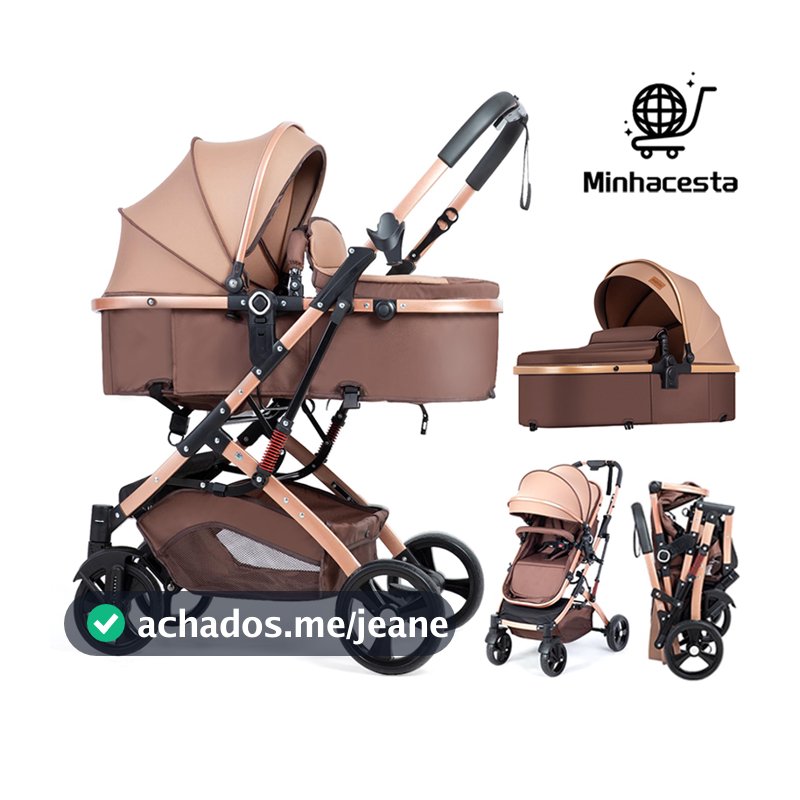 Carrinho De Bebê 3 em 1 com Amortecedor Dobrável Ajustável Reversível Passeio P7