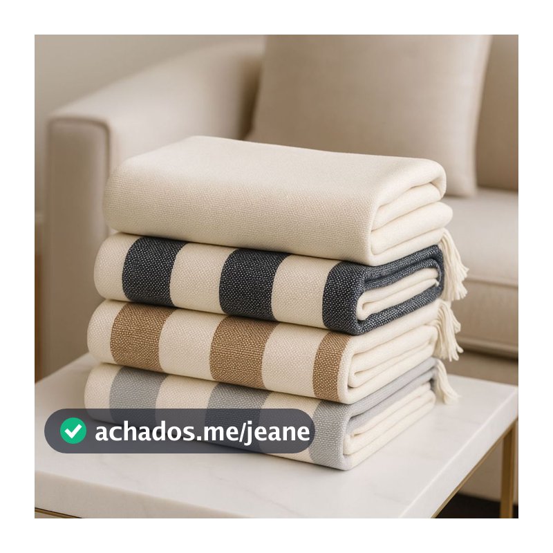 Manta Listrada Grande 2.40M X 2.80M Decorativa Sofá Cama Casal Queen King Macia Confortável Toque Suave Multiuso