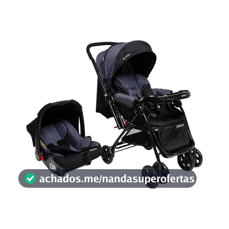 Carrinho de Bebê Alça Reversível com Bebê Conforto Cosco Kids