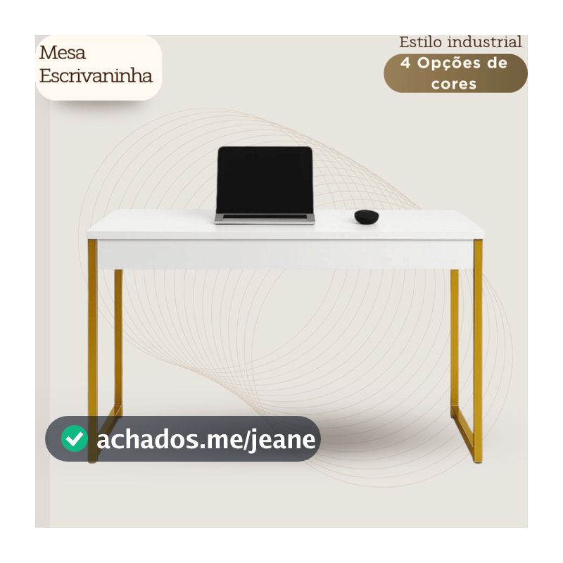 Mesa Escritório Escrivaninha Estilo Industrial 90cm | Home Office, Estudos e Penteadeira