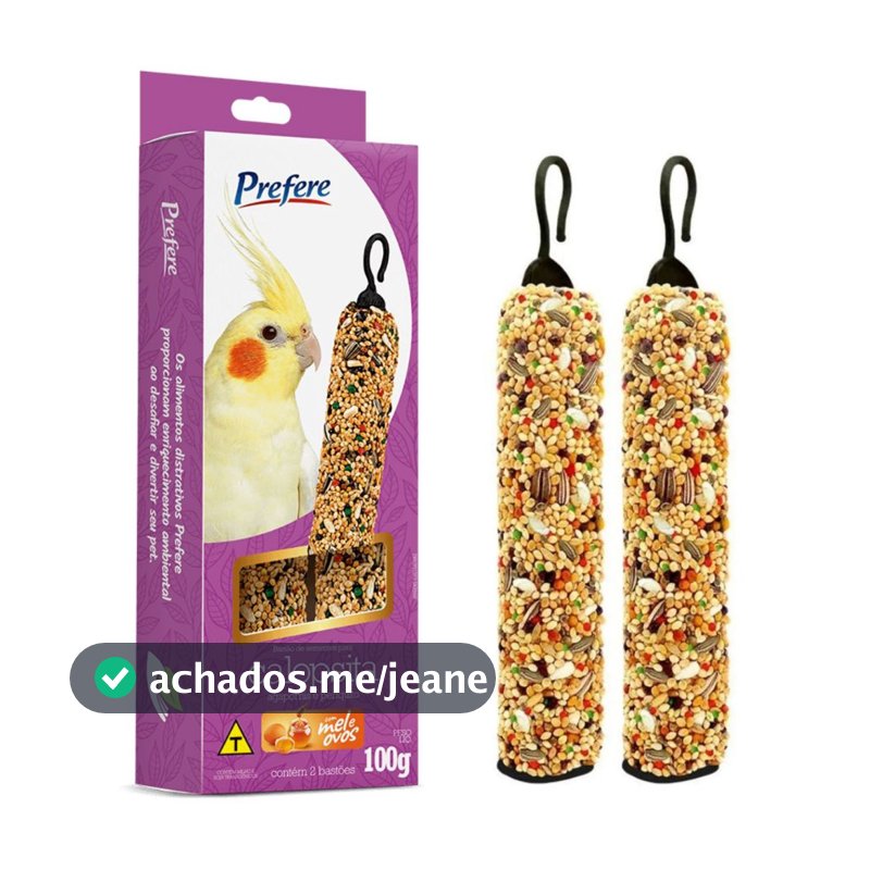 Bastão de Sementes Para Calopsitas Agapornis Periquitos Giba Prefere