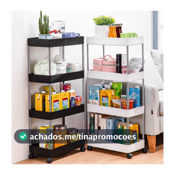 Armário Carrinho Organizador Multiuso Com 4 Camadas Com Rodinhas Cozinha Banheiro P M G ou Kit 3