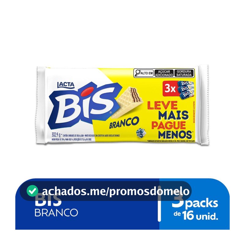 Chocolate Bis Branco Laka 302,4G Tripack 100,8G Cada