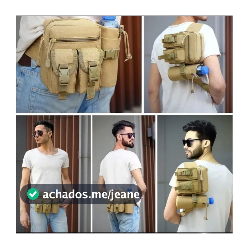 Pochete masculina de nylon impermeável Bolsa de cintura militar tática do exército, caminhadas ao ar livre