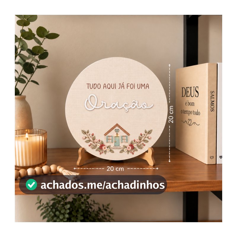 Enfeite Decorativo Tudo Aqui Já Foi Uma Oração MDF Acrílico Decoração Cristã Sala Quarto Religioso